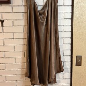 Satin maxi skirt by Johnny was taupe shiny
